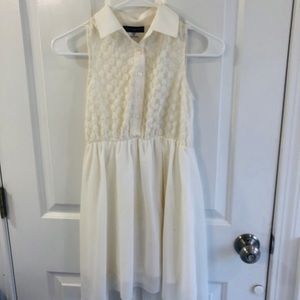 Disorderly Kids EUC cream dress w/flowered detail